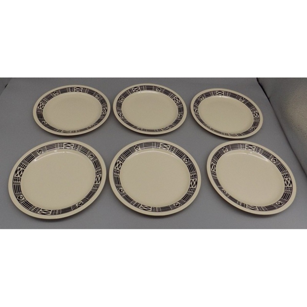 6 Corelle Tribal Spirit Salad Plates Bread Side Retired 7 1/4" Black Corning